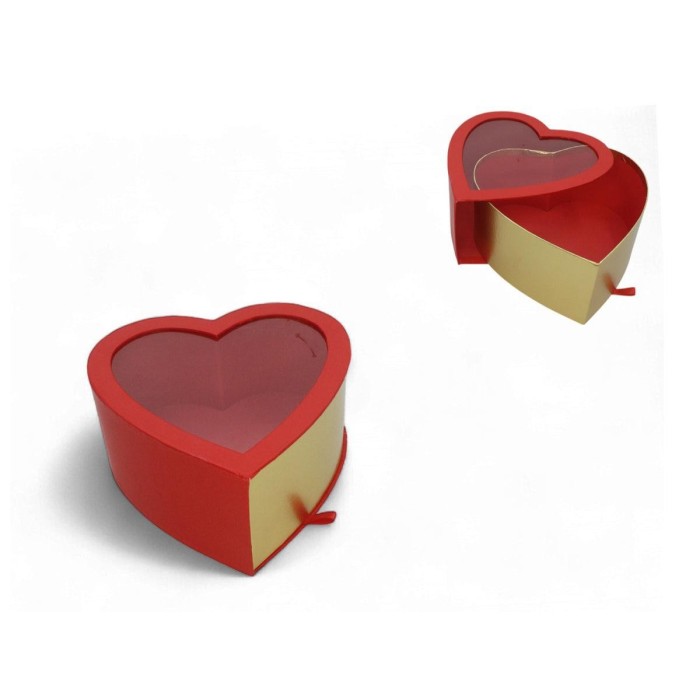 SCATOLA CUORE CARTA E PVC ROSSO